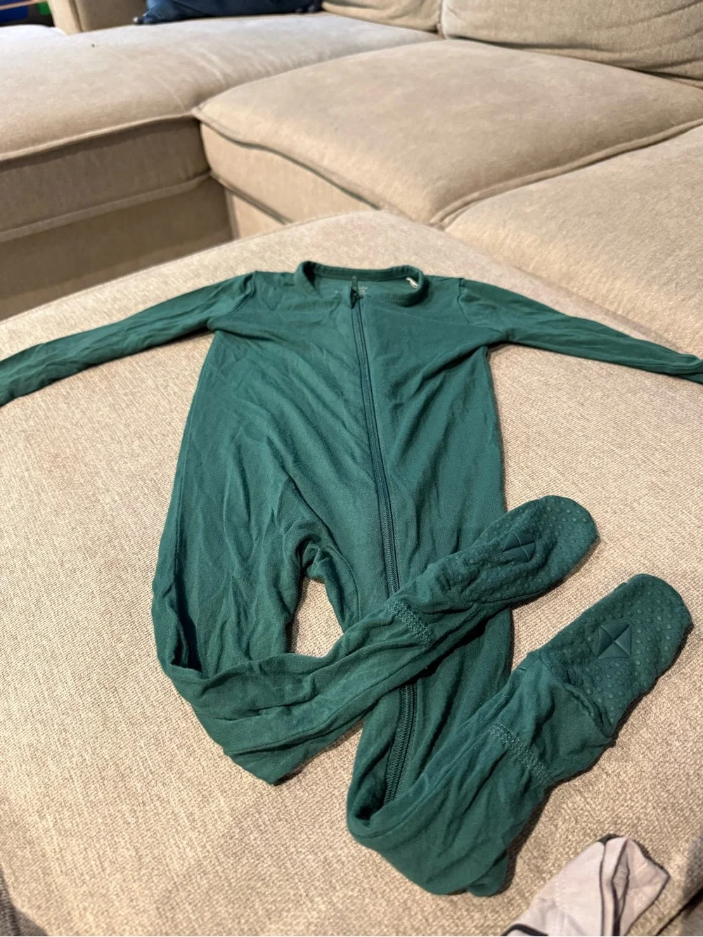 Kyte BABY Deep Green Footed Zippered One-Piece Pajamas